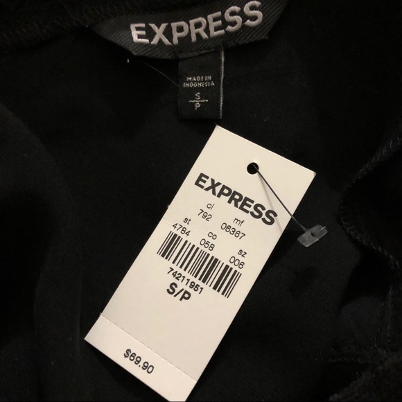 NWT Express black long sleeve shift dress w/ lace - Picture 3 of 4